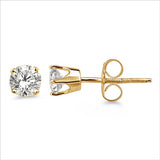 .40 Ctw Round Diamond Stud Earrings, 4 prong setting in 14Kt Yellow Gold.